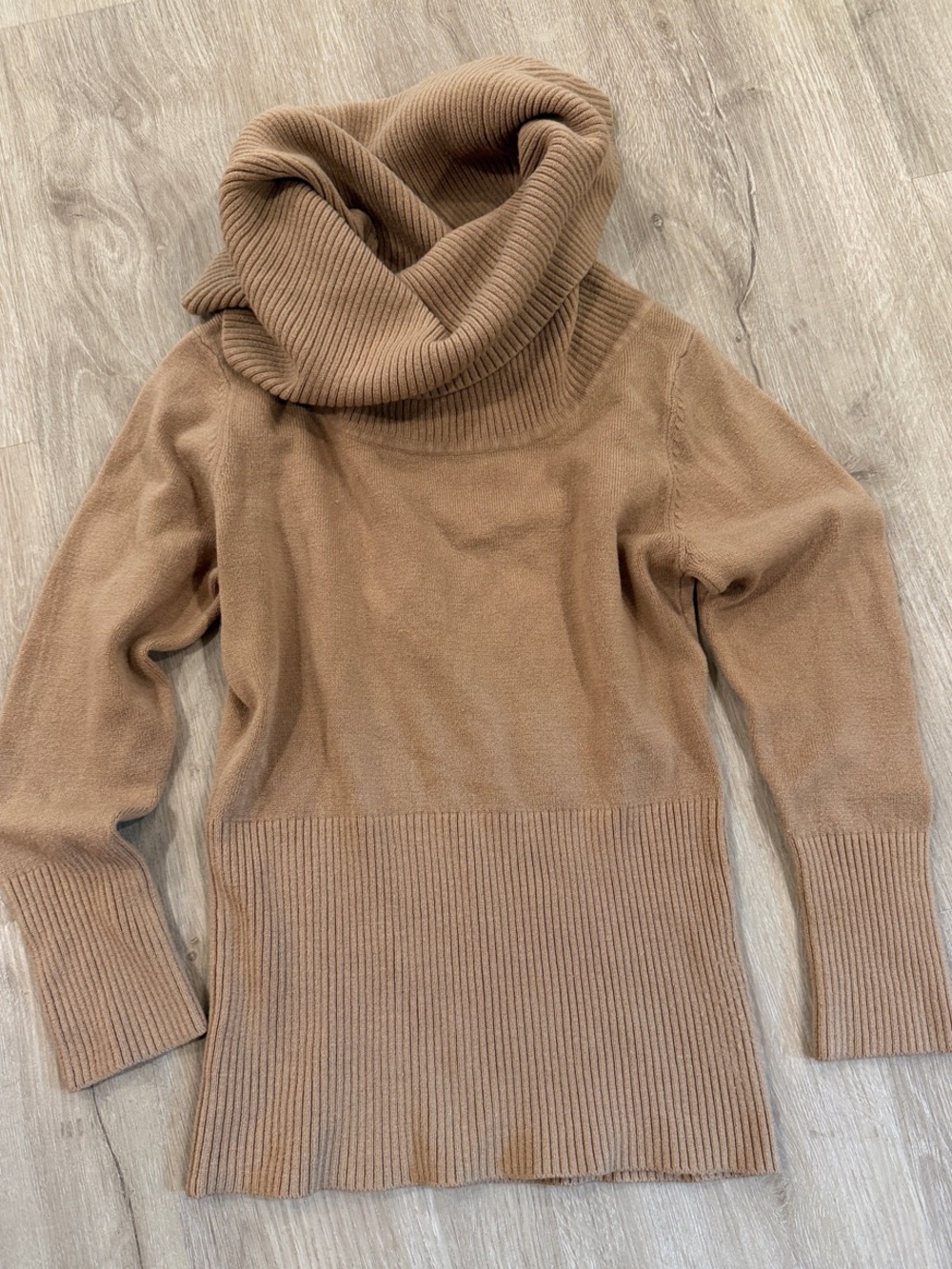 Rampage Foldover Off-the-Shoulder Sweater - Camel Brown